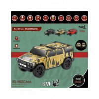 SAMI Altavoz Inalambrico Vintage Coche Hummer 8W RS-982,CAMUFLAJE,FM,USB,MICRO Sd,tipo C,TWS,1500MHA