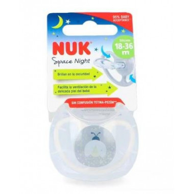 NUK Chupete Silicona Space Nigth 18-36 Gris