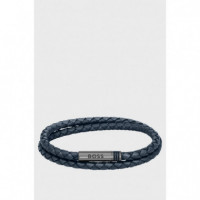 Pulsera Piel Azul  BOSS