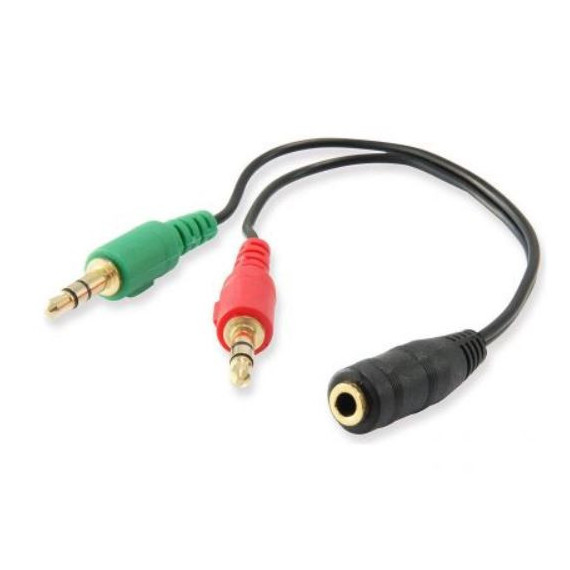 Cable Adaptador Audio EWENT 2XJACK 3.5 de 4 Pines (h) a 1XJACK 3.5 (h) de 3 Pines