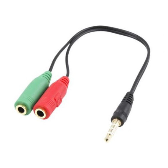 Cable Adaptador Audio EWENT 1XJACK 3.5 de 4 Pines (m) a 2XJACK 3.5 (h) de 3 Pines