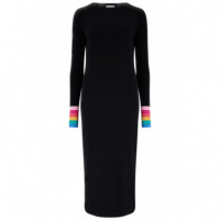 Sugarhill Brighton Vestidos Vestido SUGARHILL Liselle Black, Rainbow Stripe Cuffs