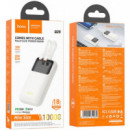 Hoco Q25 Powerbank 10.000mAh PD20W+QC3.0 con Cables de Carga Blanco