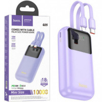 Hoco Q25 Powerbank 10.000mAh PD20W+QC3.0 con Cables de Carga Púrpura