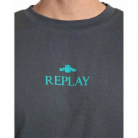 Camisetas Hombre Camiseta REPLAY Básica con Logo Verde