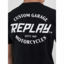 Camisetas Hombre Camiseta REPLAY Estampado Custom Garage Black