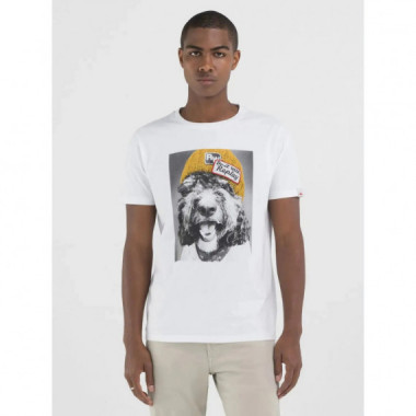 Camisetas Hombre Camiseta REPLAY Regular de Punto con Estampado White