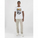 Camisetas Hombre Camiseta REPLAY Regular de Punto con Estampado White