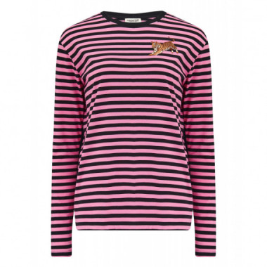 Sugarhill Brighton camisetas mujer Camiseta SUGARHILL Brunswick Black/Pink, Leaping Tiger