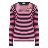 Sugarhill Brighton camisetas mujer Camiseta SUGARHILL Brunswick Black/Pink, Leaping Tiger