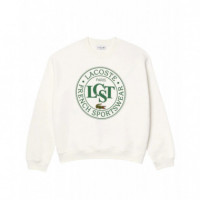 Jerséis y Sudaderas Sudadera Lacoste Gráfica de Corte Holgado Blanco