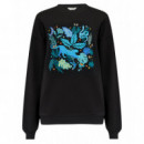 Sugarhill Brighton Jerséis y Sudaderas Sudadera SUGARHILL Noah Washed Black Jungle Blues