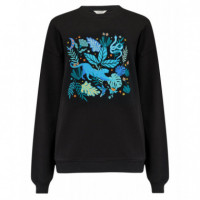 Sugarhill Brighton Jerséis y Sudaderas Sudadera SUGARHILL Noah Washed Black Jungle Blues