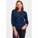 Sugarhill Brighton camisetas mujer Top SUGARHILL Noor Black/Blue, Leopard Spots