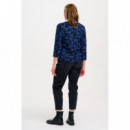 Sugarhill Brighton camisetas mujer Top SUGARHILL Noor Black/Blue, Leopard Spots