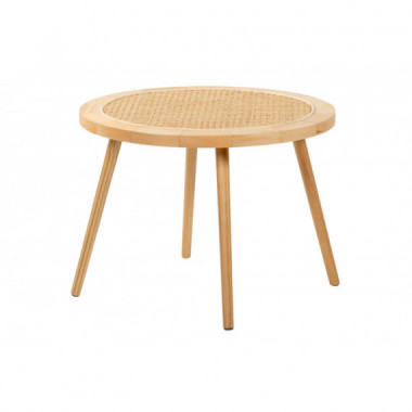 Mesita Madera Con Rattan D.60