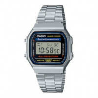 Reloj Casio Vintage A168WA-1 Unisex Digital Plateado - Retro