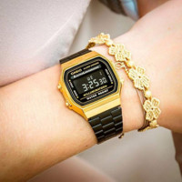 Reloj Casio Vintage A168WEGB-1B Unisex Digital Negro y Dorado - Retro