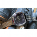 Reloj Casio Vintage A168WEM-1 Unisex Digital Plateado con Pantalla Negra