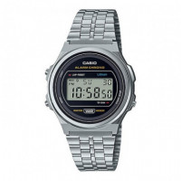 Reloj Casio Vintage A171WE-1A Unisex Digital Plateado con Esfera Redonda - Retro