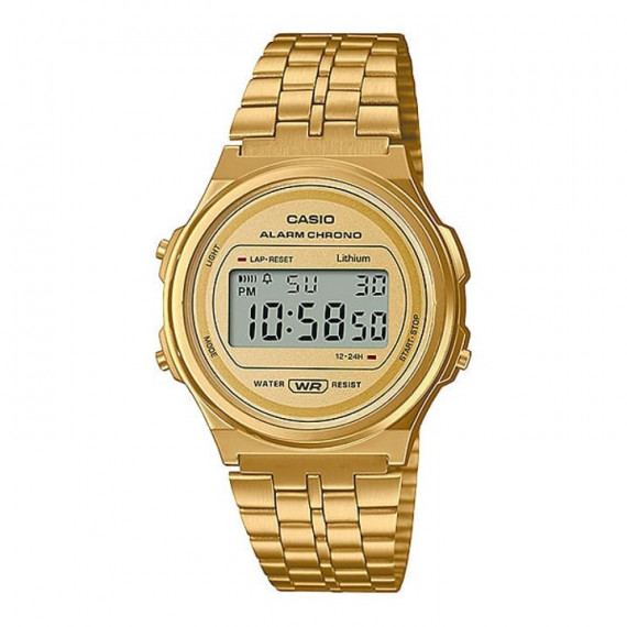 Reloj Casio Vintage A171WEG-9A Unisex Digital Dorado con Esfera Redonda - Retro