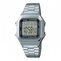 Reloj Casio Vintage A178WA-1A Unisex Digital Plateado - Retro