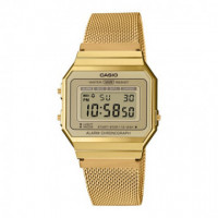 Reloj Casio Vintage A700WEMG-9A Unisex Digital Dorado Ultrafino con Correa de Malla