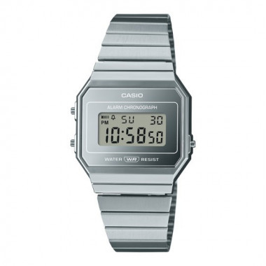 Reloj Casio Vintage A700WEV-7A Unisex Digital Plateado Ultrafino con Efecto Espejo