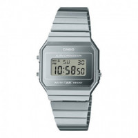 Reloj Casio Vintage A700WEV-7A Unisex Digital Plateado Ultrafino con Efecto Espejo