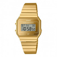 Reloj Casio Vintage A700WEVG-9A Unisex Digital Dorado Ultrafino con Efecto Espejo