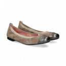 Bailarina con Elastico Plomo+beige  PRETTY BALLERINAS
