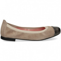 Bailarina con Elastico Plomo+beige  PRETTY BALLERINAS