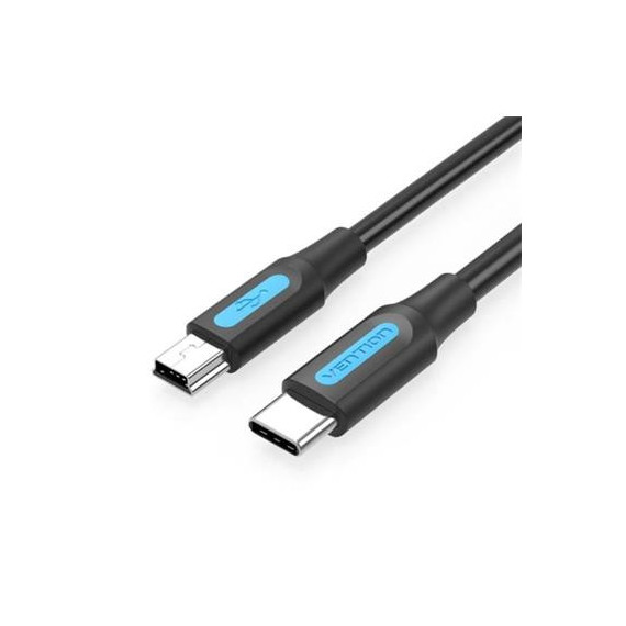 VENTION Cable Datos Tipo C a Mini USB 0.5MTRS Negro Cowbd