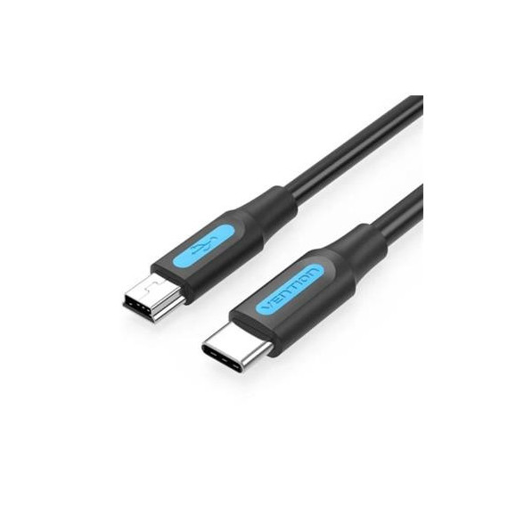 VENTION Cable Datos Tipo C a Mini USB 1.5MTRS Negro Cowbg