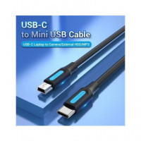 VENTION Cable Datos Tipo C a Mini USB 1.5MTRS Negro Cowbg
