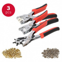 Kit de 3 Pcs Alicates Sacabocados y Ojales PAMACON
