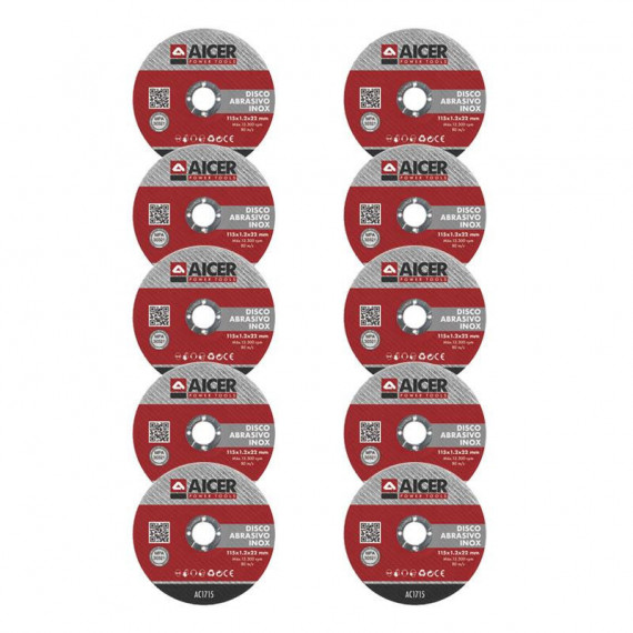 Kit Discos Abrasivos  AICER 115X1.2X22 Mm 10 Pcs