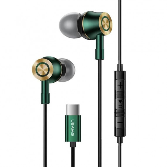 Auricular con Cable de Metal Tipo C Verde USAMS