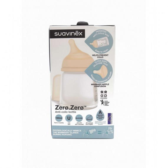 SUAVINEX Biberón Zerø.zerø™ Silicona Anticólico 0M+ 180ML