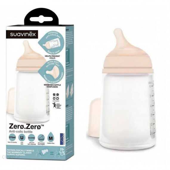 SUAVINEX Biberón Zerø.zerø™ Silicona Anticólico +3M 270ML