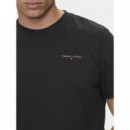 Tjm Slim Linear Chest Tee Ext Black  TOMMY JEANS