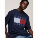 Tjm Ovz Melange Flag Tee Dark Night Navy  TOMMY JEANS