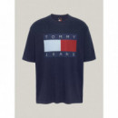 Tjm Ovz Melange Flag Tee Dark Night Navy  TOMMY JEANS