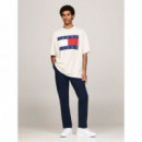 Tjm Ovz Melange Flag Tee Ancient White M  TOMMY JEANS