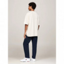 Tjm Ovz Melange Flag Tee Ancient White M  TOMMY JEANS