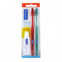 VITIS Duplo Cepillo Dental Medio Access + Pasta VITIS Blanqueadora 15ML de Regalo