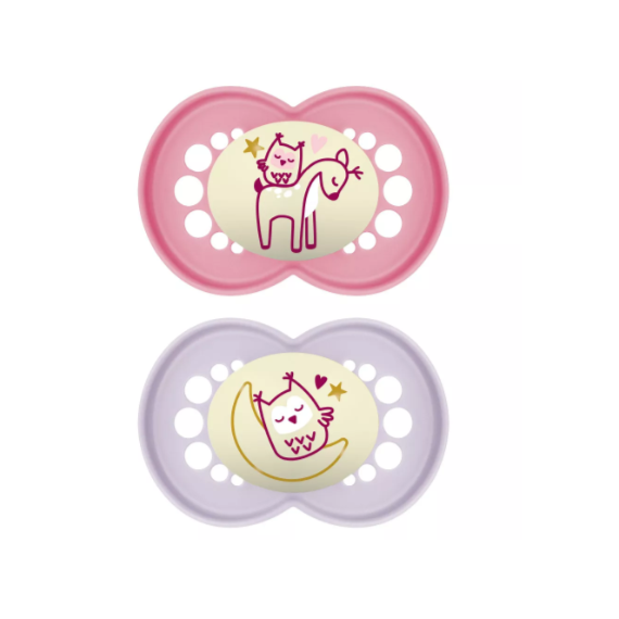 Mam Chupete Silicona Original Pure Night +16 Meses 2 Unidades Color Rosa  JOHNSON & JOHNSON