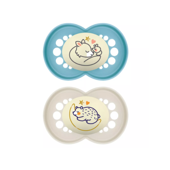 Mam Chupete Silicona Original Pure Night +16 Meses 2 Unidades Color Azul  JOHNSON & JOHNSON