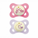 Mam Chupete Silicona Original Pure Night 2 - 6 Meses 2 Unidades Color Rosa  JOHNSON & JOHNSON