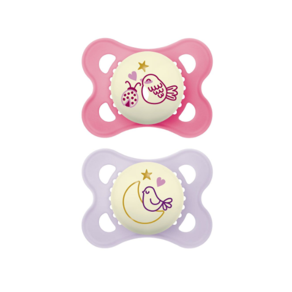 Mam Chupete Silicona Original Pure Night 2 - 6 Meses 2 Unidades Color Rosa  JOHNSON & JOHNSON